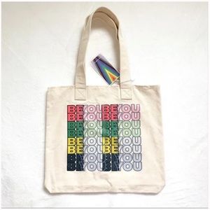 Be You rainbow pride lgbtq tote bag reusable canvas nwt gay queer positivity